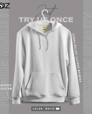 Solid Premium Drop Shoulder Hoodie (White)