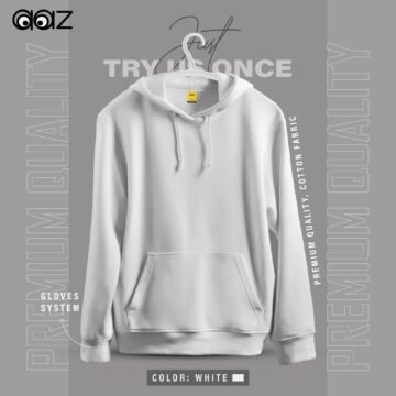 Solid Premium Drop Shoulder Hoodie (White)
