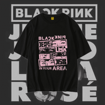 Drop Shoulder T-Shirt (Black Pink)