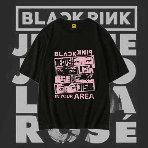 Drop Shoulder T-Shirt (Black Pink)