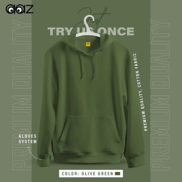 Solid Premium Drop Shoulder Hoodie (Olive Green)