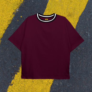 Basic Drop Shoulder T-Shirt (Maroon wt Rib)