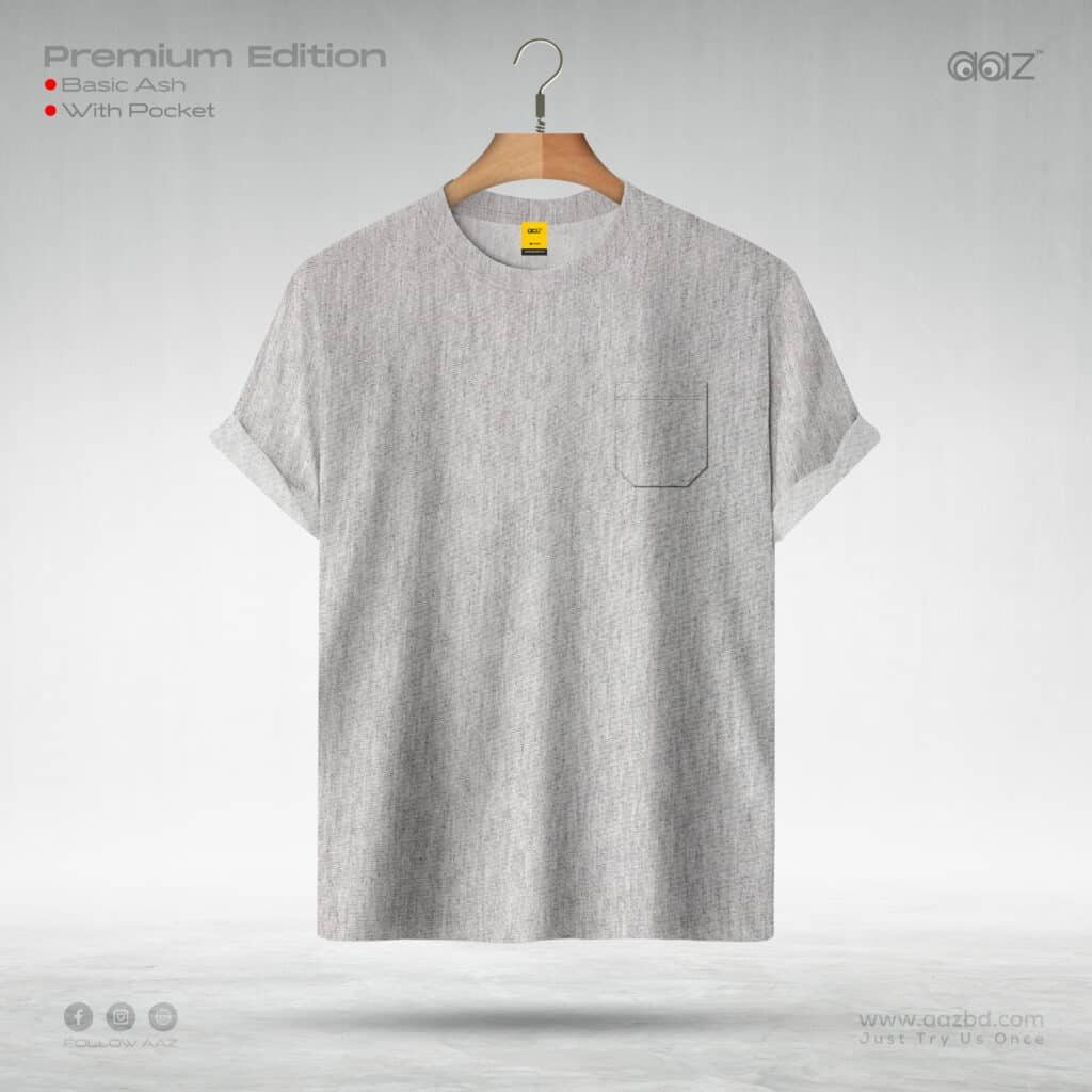 Premium Basic T Shirt – Ash with Pocket