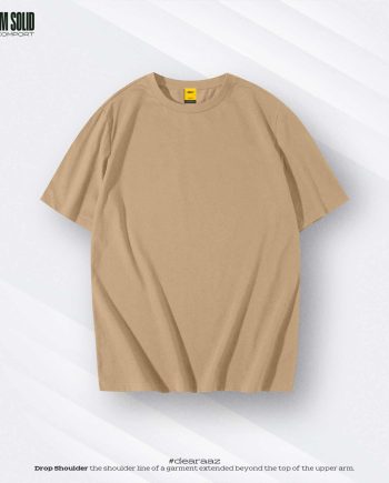 Solid Drop Shoulder T-Shirt (Beige)