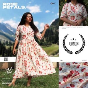 Premium Midi Dress (Rose Petals)