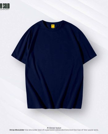 Solid Drop Shoulder T-Shirt (Navy Blue)