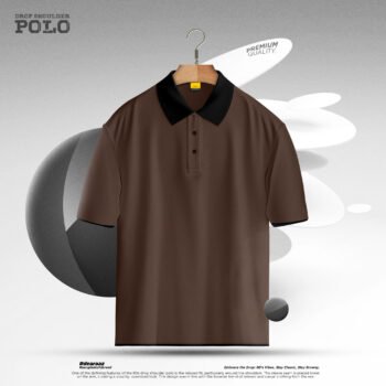 Drop Shoulder Polo T-Shirt (Brown)