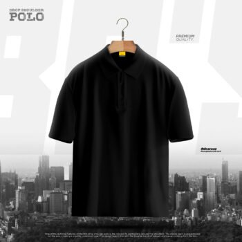 Drop Shoulder Polo T-Shirt (Black)