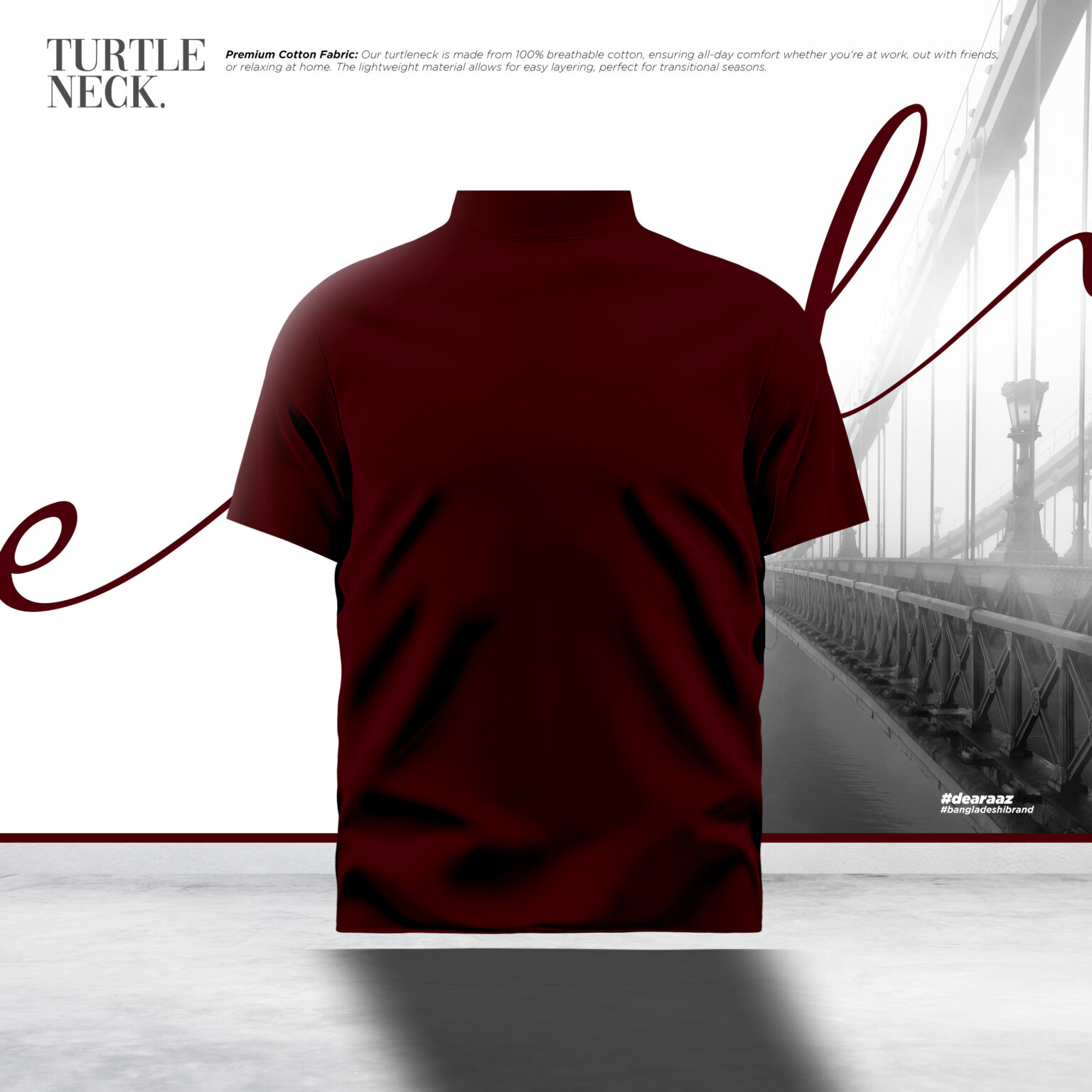 Turtle Neck Merino Tee - Black
