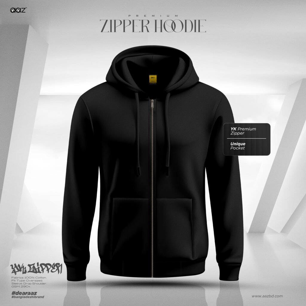 Premium Zipper Hoodie (Black)