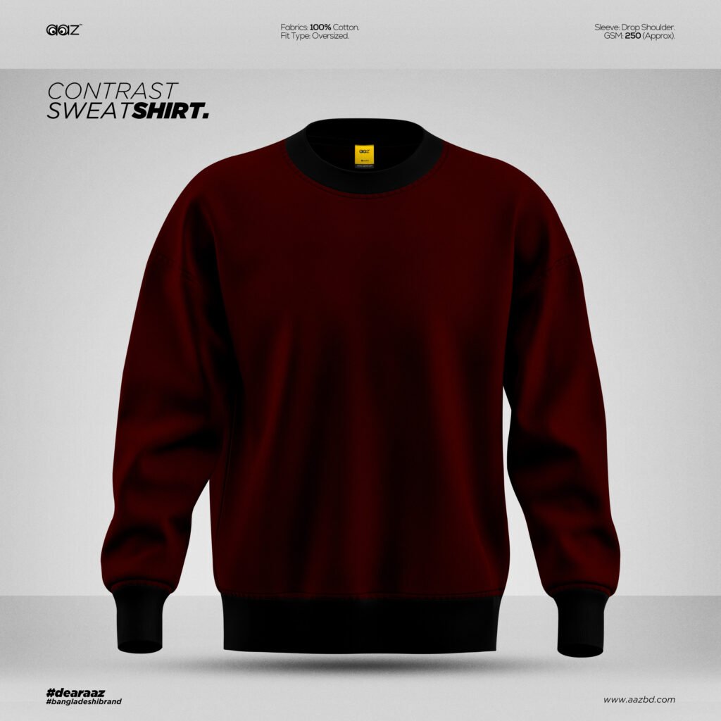 Basic Premium Oversized Sweatshirt (Maroon Contrast)
