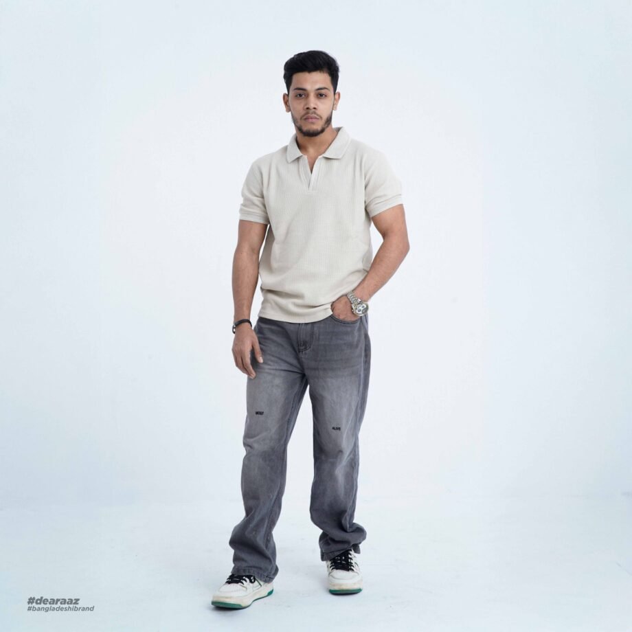 Premium Buttonless Polo (Beige)