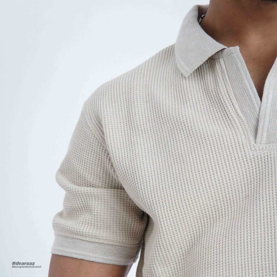 Premium Buttonless Polo (Beige)