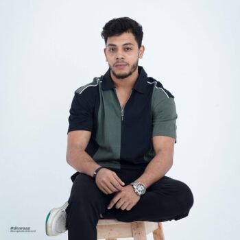 Zipper Polo T-Shirt (Black and Olive Green)