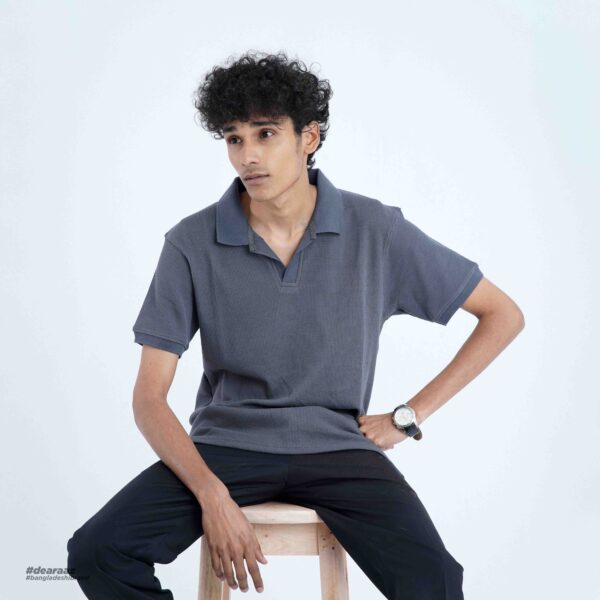 Premium Buttonless Polo (Gray) - Image 3
