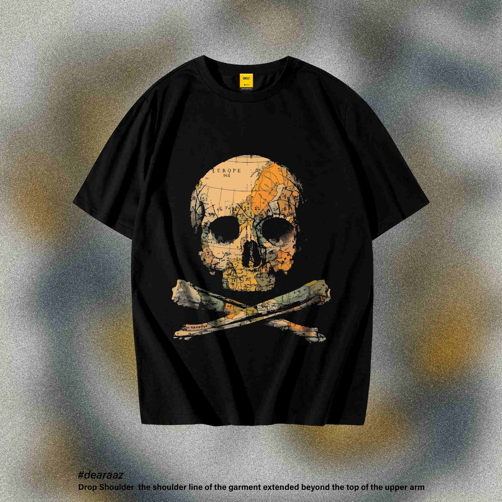 Drop Shoulder T-Shirt (Wrold in Skull)