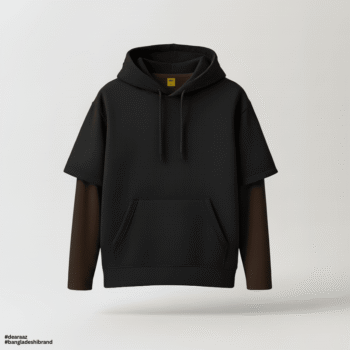 Get This Look: Black Half DropFit Hoodie + Deep Brown Full Sleeve T-Shirt