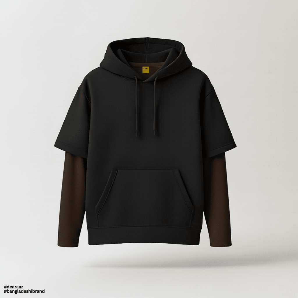 Get This Look: Black Half DropFit Hoodie + Deep Brown Full Sleeve T-Shirt
