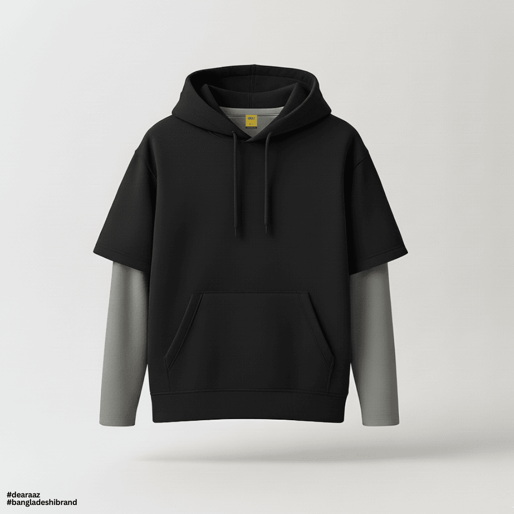 Get This Look: Black Half DropFit Hoodie + Urban Gray Full Sleeve T-Shirt - Premium Quality - AAZ Bangladesh