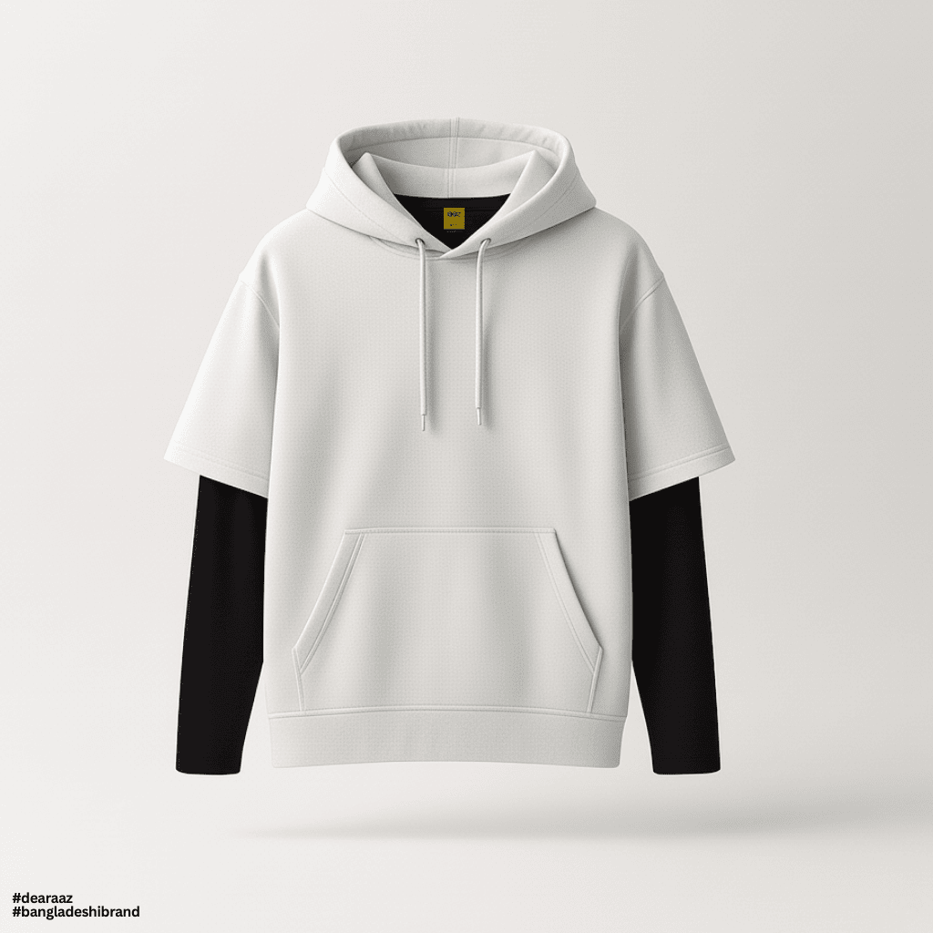 Get This Look: White Half DropFit Hoodie + Black Full Sleeve T-Shirt - Premium Quality - AAZ Bangladesh