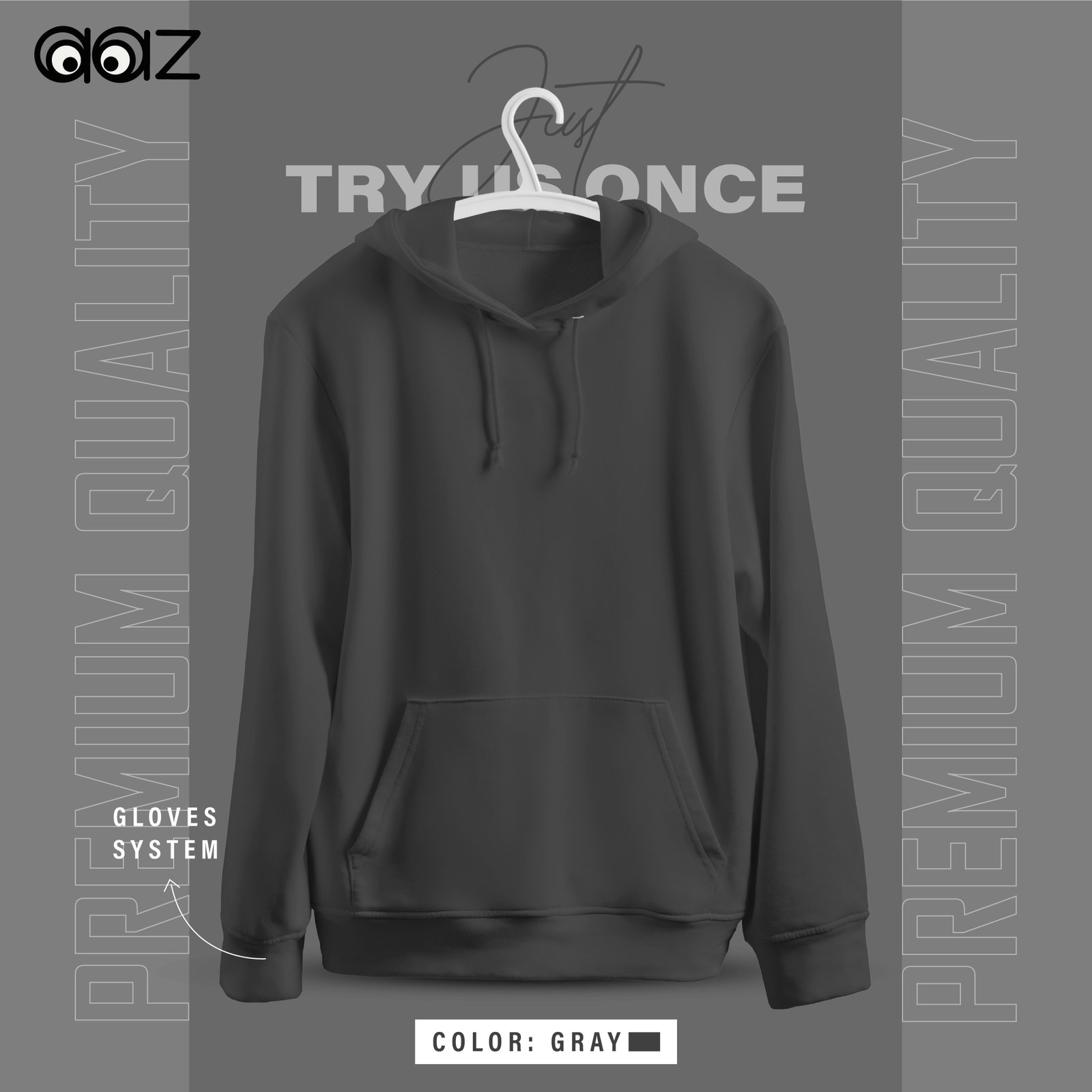 Solid Premium Drop Shoulder Hoodie (Gray)