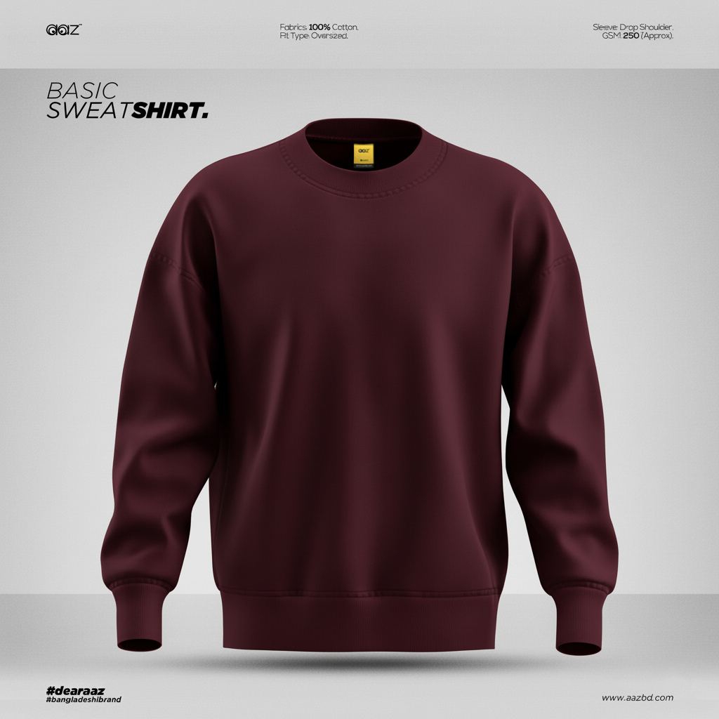 Premium Solid Oversized Sweatshirt (Maroon)