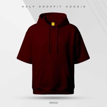 Half Sleeve DropFit Hoodie: Maroon