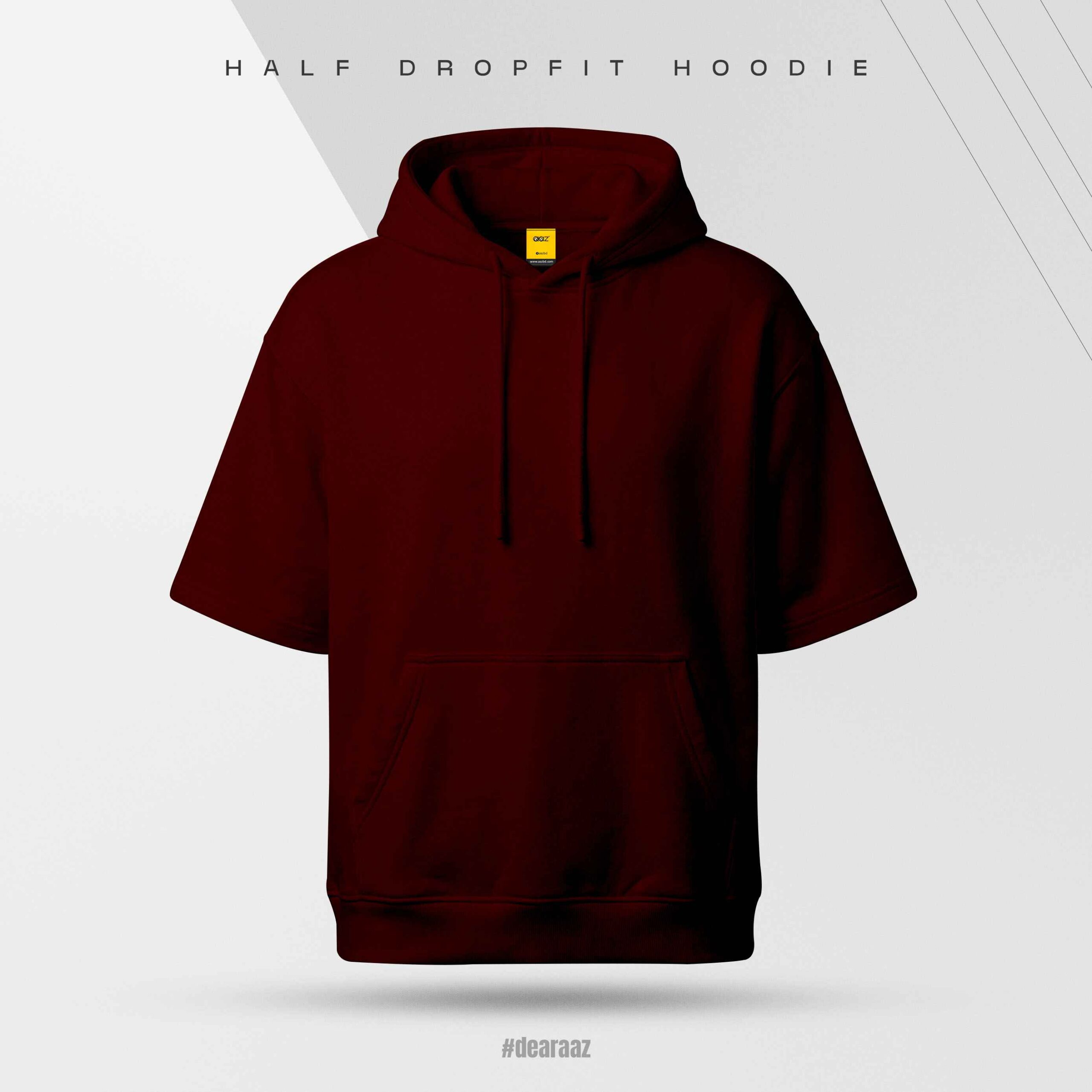 Half Sleeve DropFit Hoodie: Maroon