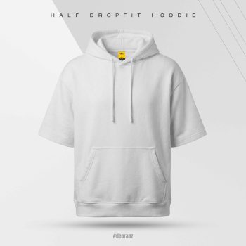 Half Sleeve DropFit Hoodie: White - Premium Quality - AAZ Bangladesh