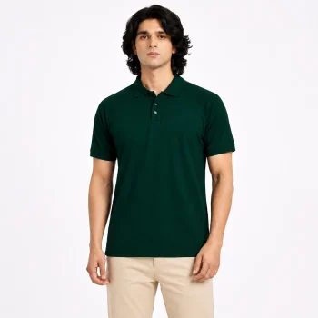 Premium Solid Polo: Bottle Green