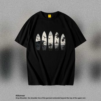 Drop Shoulder T-Shirt (Surfboard Beach )