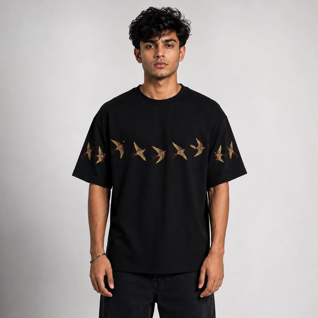 Premium Drop Shoulder T-Shirt (Birds 04)