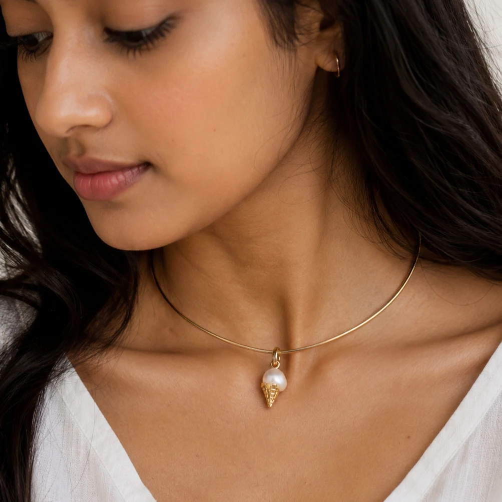 Ice Cream Dangle Charm with Pearl