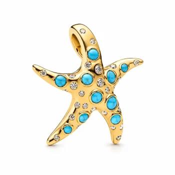 Sparkling Blue Starfish Dangle Pendant Charm
