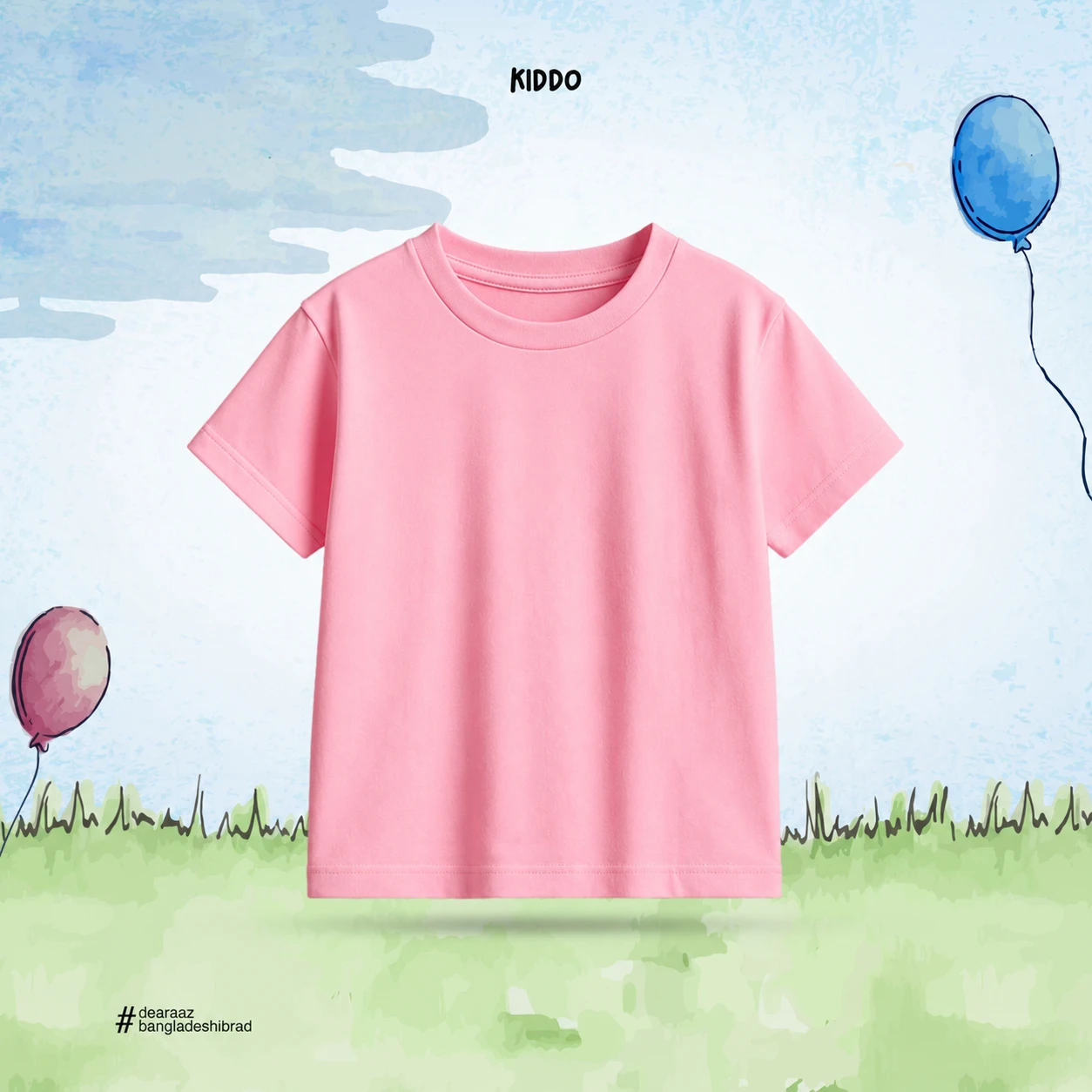 Kids Solid T-Shirt – Pink