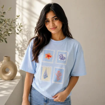 Drop Shoulder T-Shirt (Sea Flower)