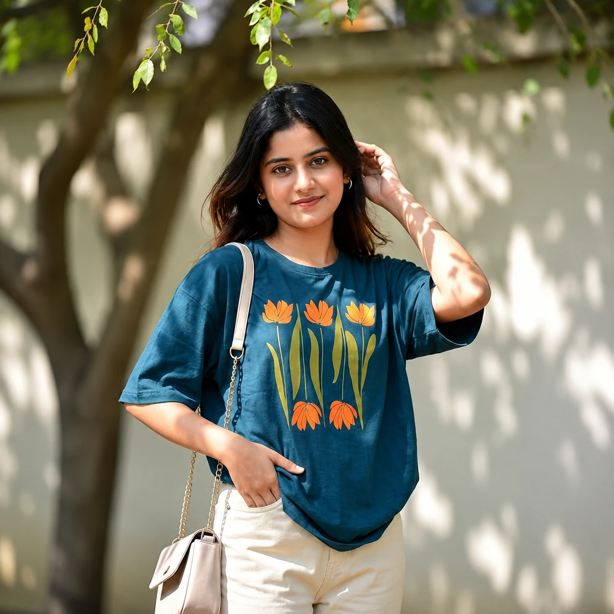 Drop Shoulder T-Shirt (Sunlit Garden)