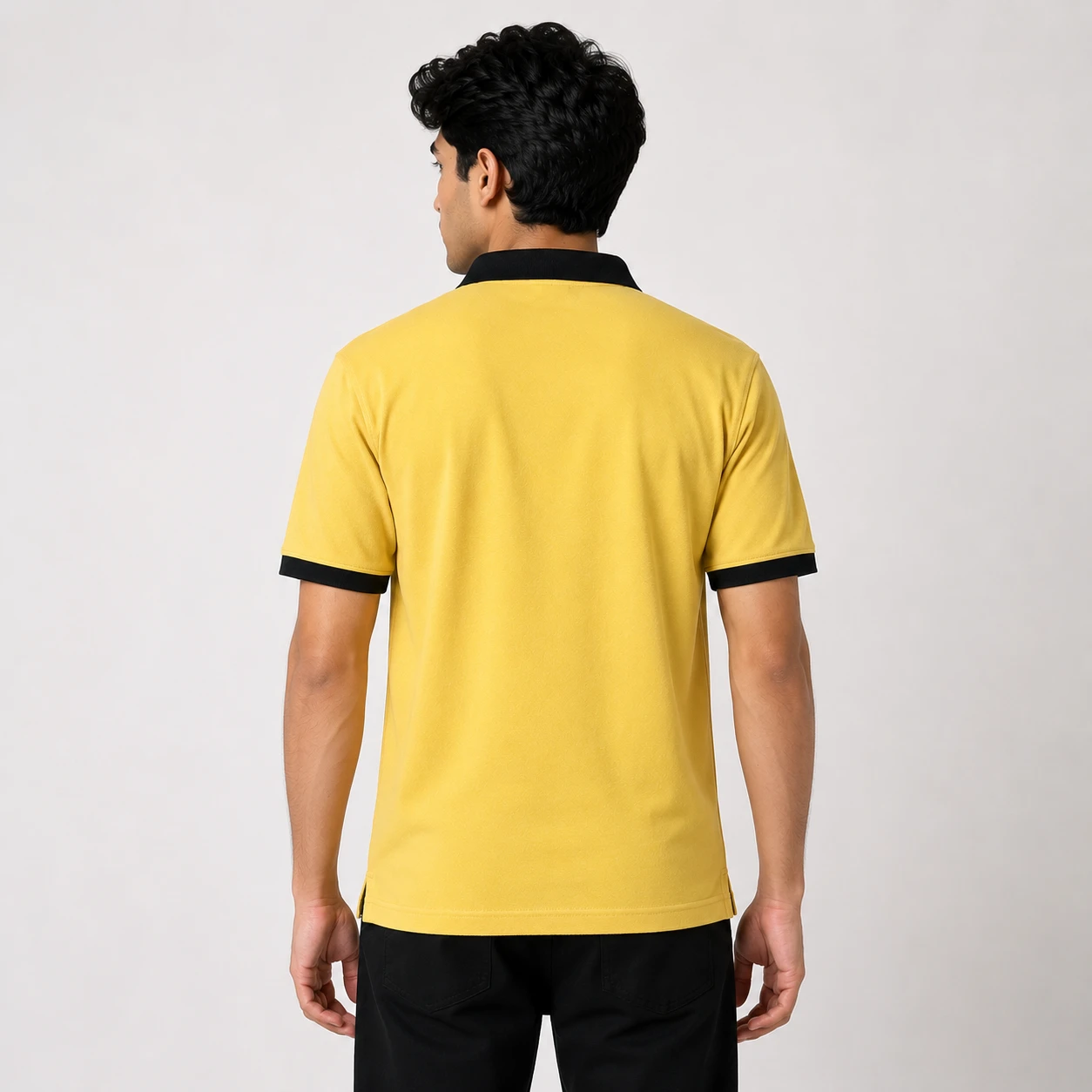 Classic Yellow Polo Shirt with Black Collar