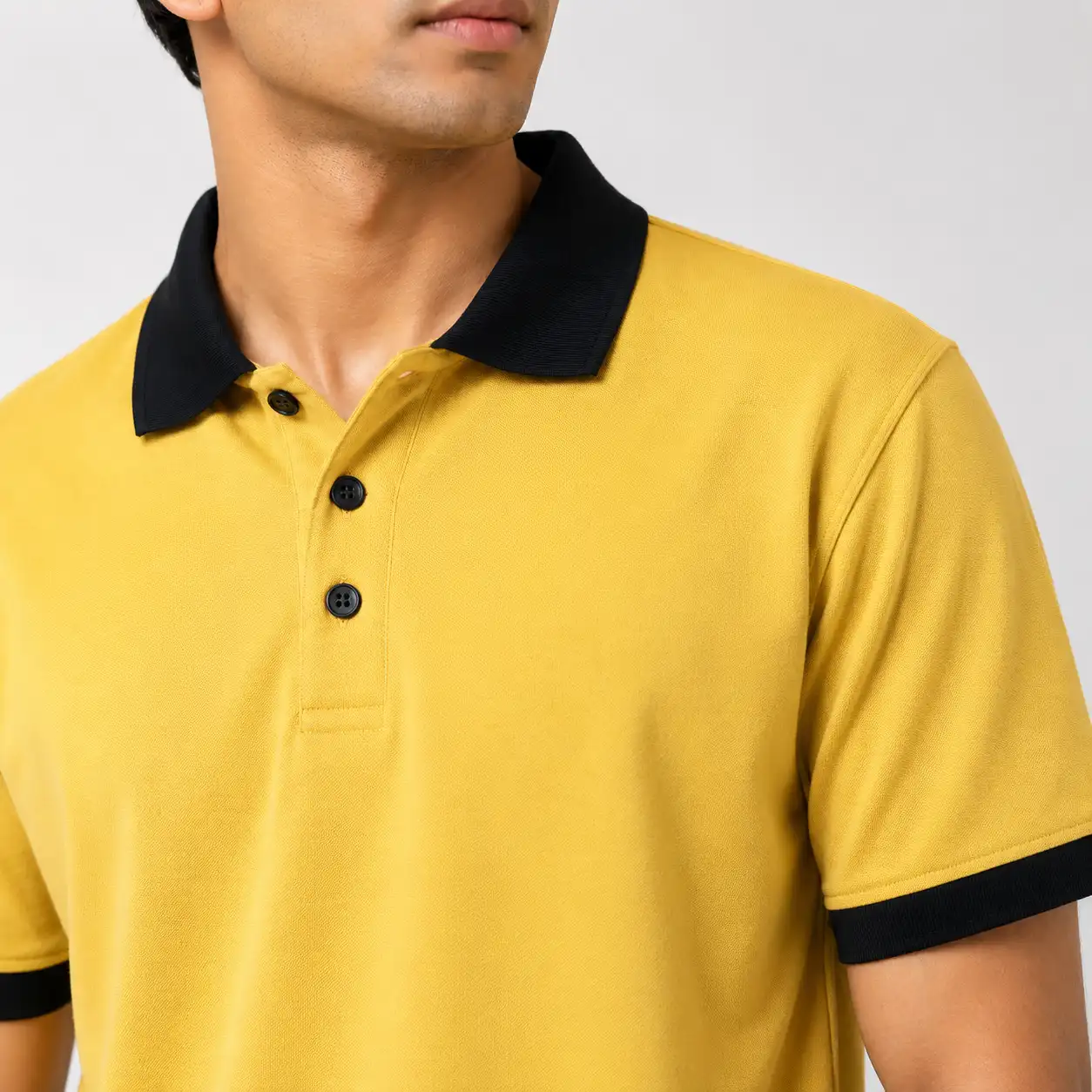 Classic Yellow Polo Shirt with Black Collar