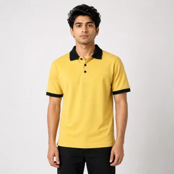 Classic Yellow Polo Shirt with Black Collar