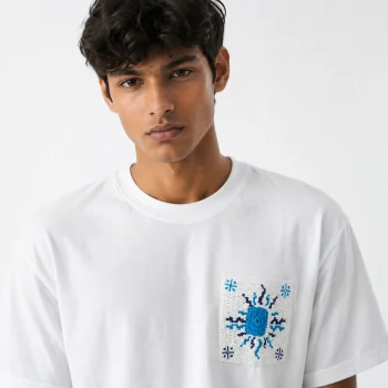 Drop Shoulder T-Shirt (Blue Tribal Motif)