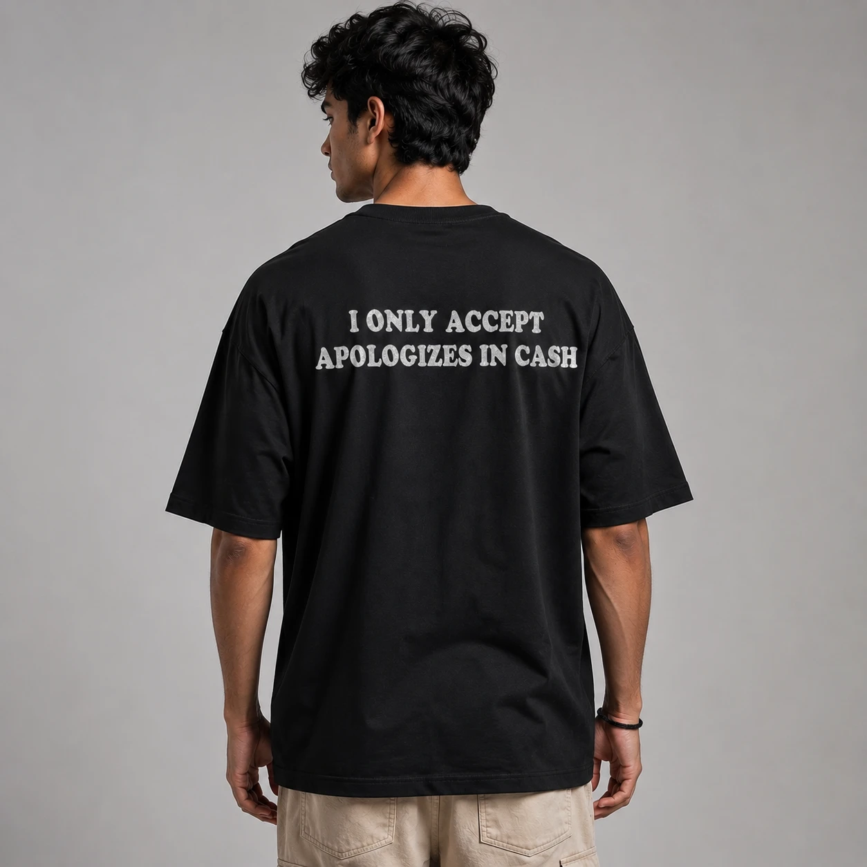 Funny Quote T-Shirt: Accept Apoloczes in Cash