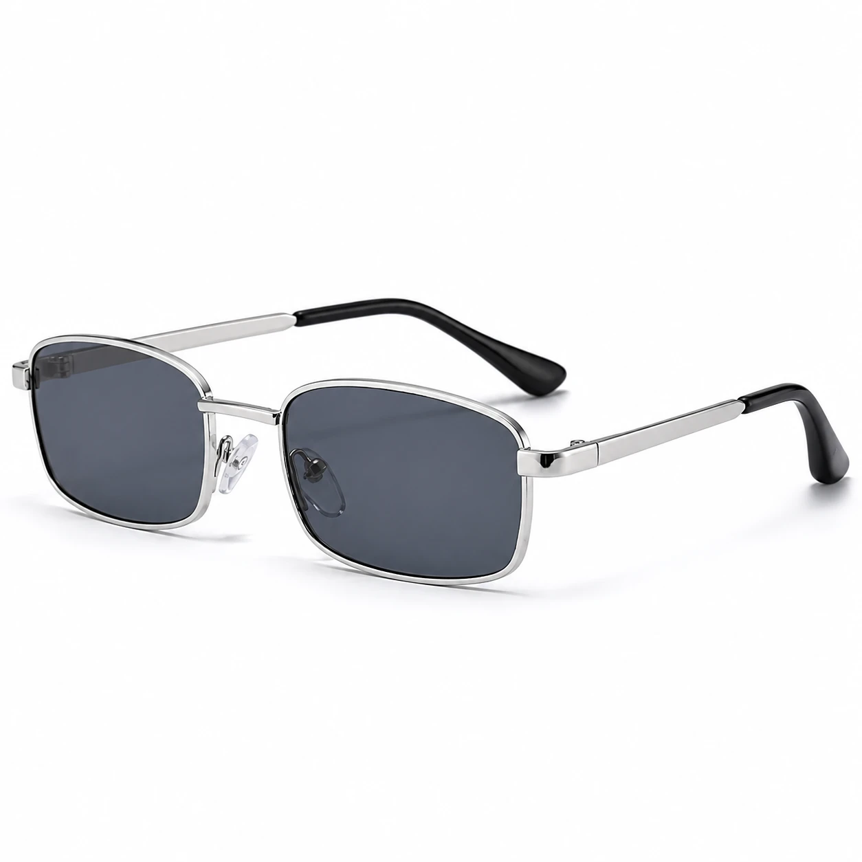 Retro Silver Frame Rectangle Sunglasses