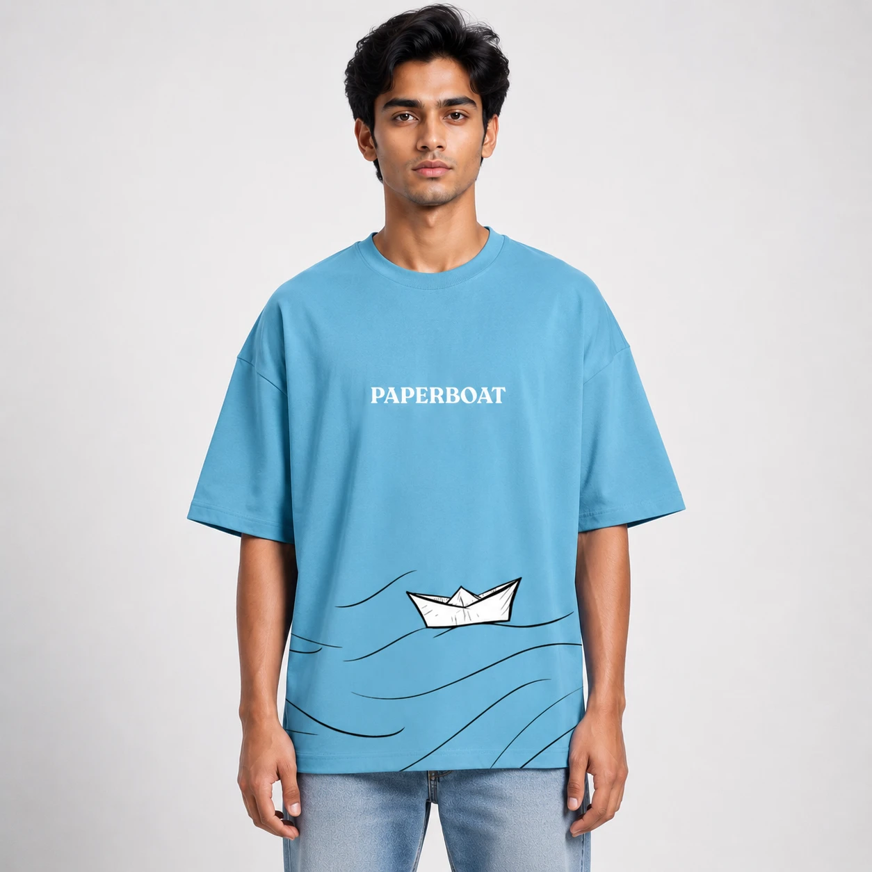 Premium Drop Shoulder T-Shirt (Paperboat)