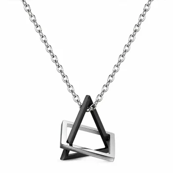 Geometric Fusion Pendant Chain – Silver & Black