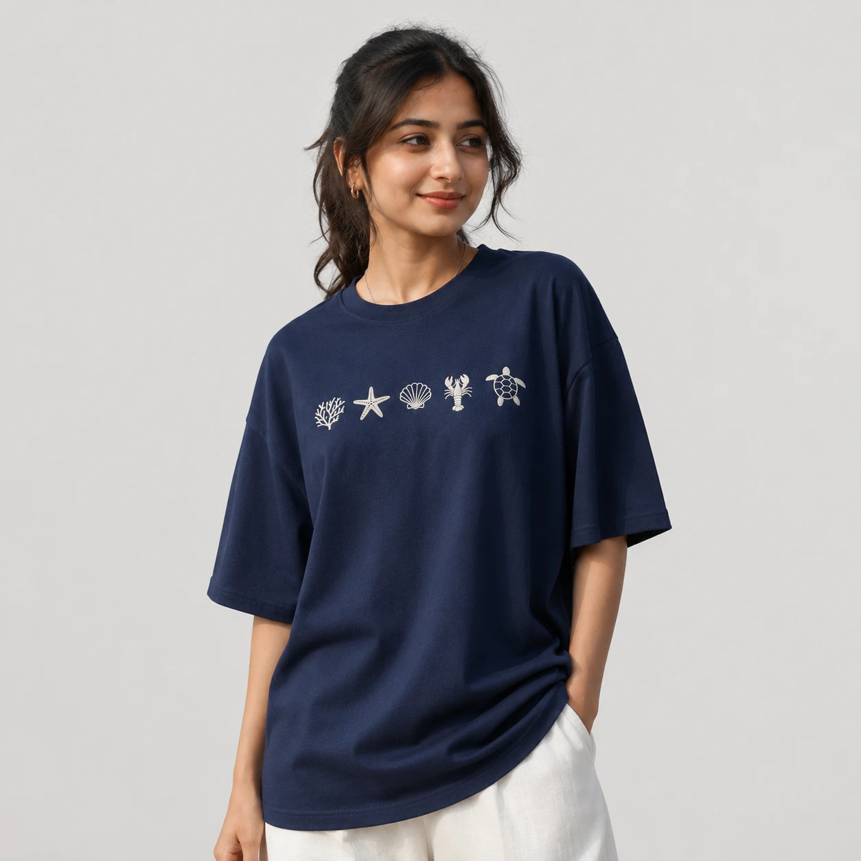 Drop Shoulder T-Shirt (Sea Life 02)