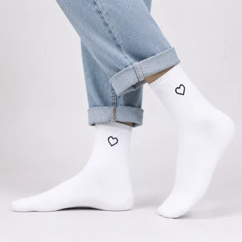 Heart Crew Socks – White