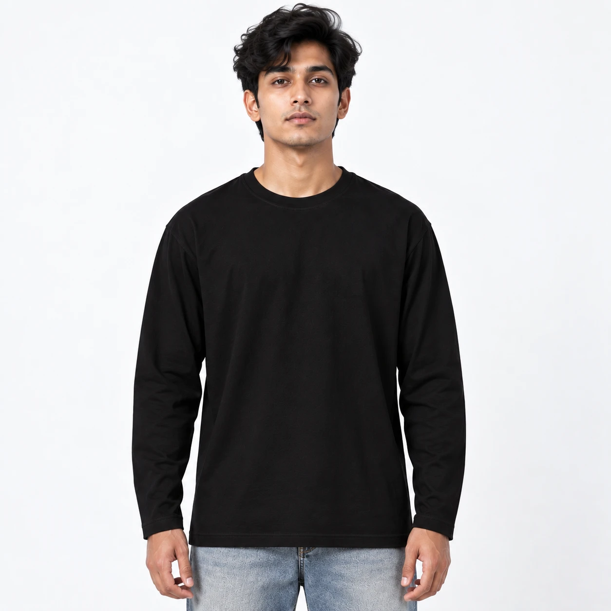 Solid Full Sleeve T-Shirt – Black