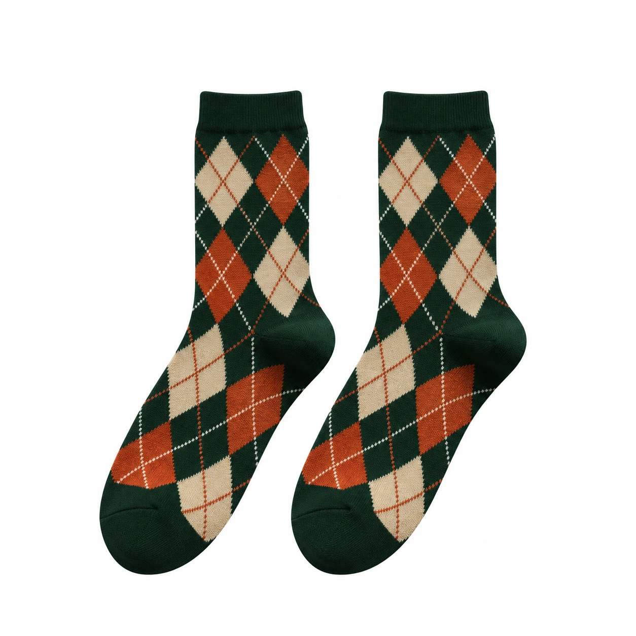 Classic Argyle Mid-Calf Socks - Bottle Green
