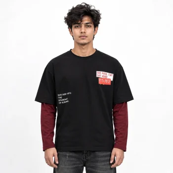 Layered Drop Shoulder T-Shirt - Felt